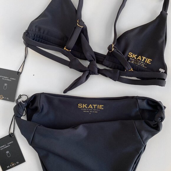 NWT Skatie Swimwear x The Salty Blonde Black 2 pcs Bikini Set Sz S Top/M Bottom - Picture 5 of 7
